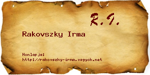 Rakovszky Irma névjegykártya